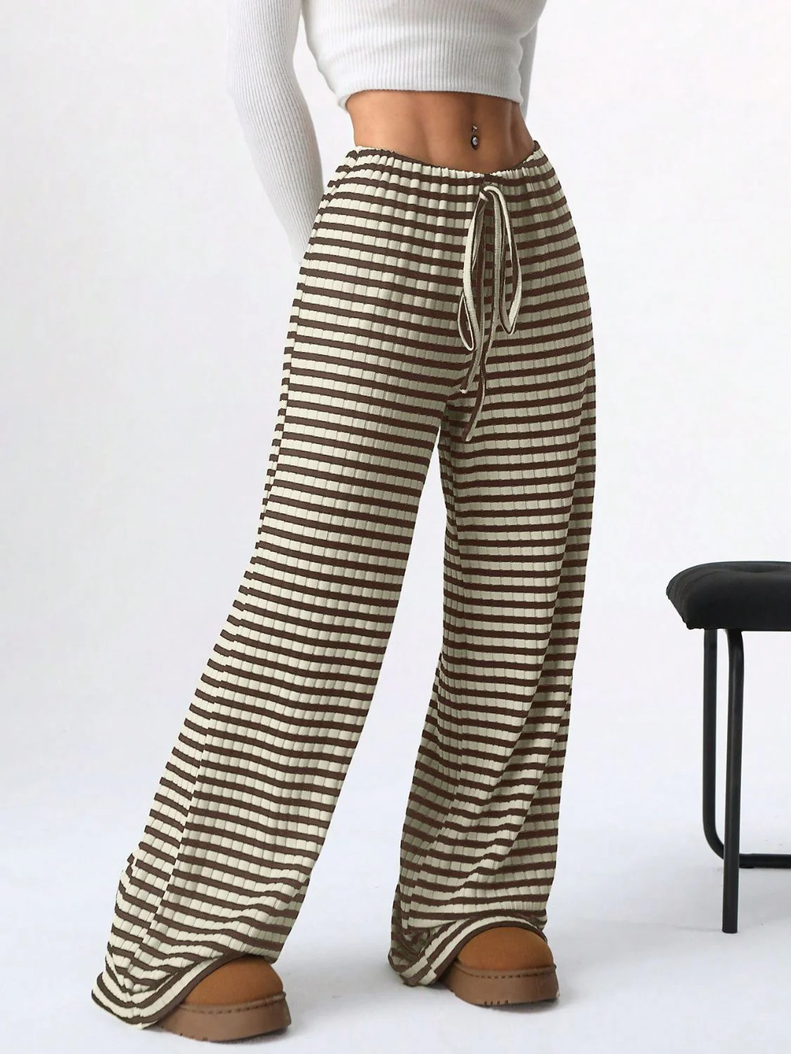 Tied Striped Wide Leg Pants - Image 25