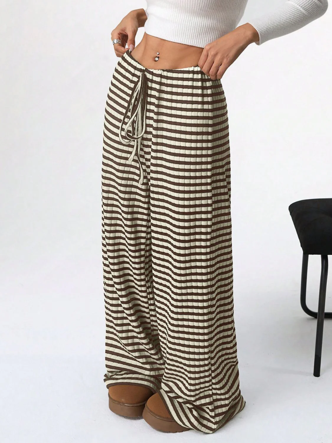 Tied Striped Wide Leg Pants - Image 26