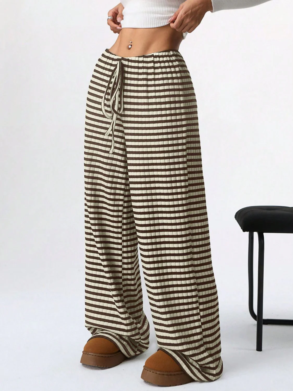 Tied Striped Wide Leg Pants - Image 27