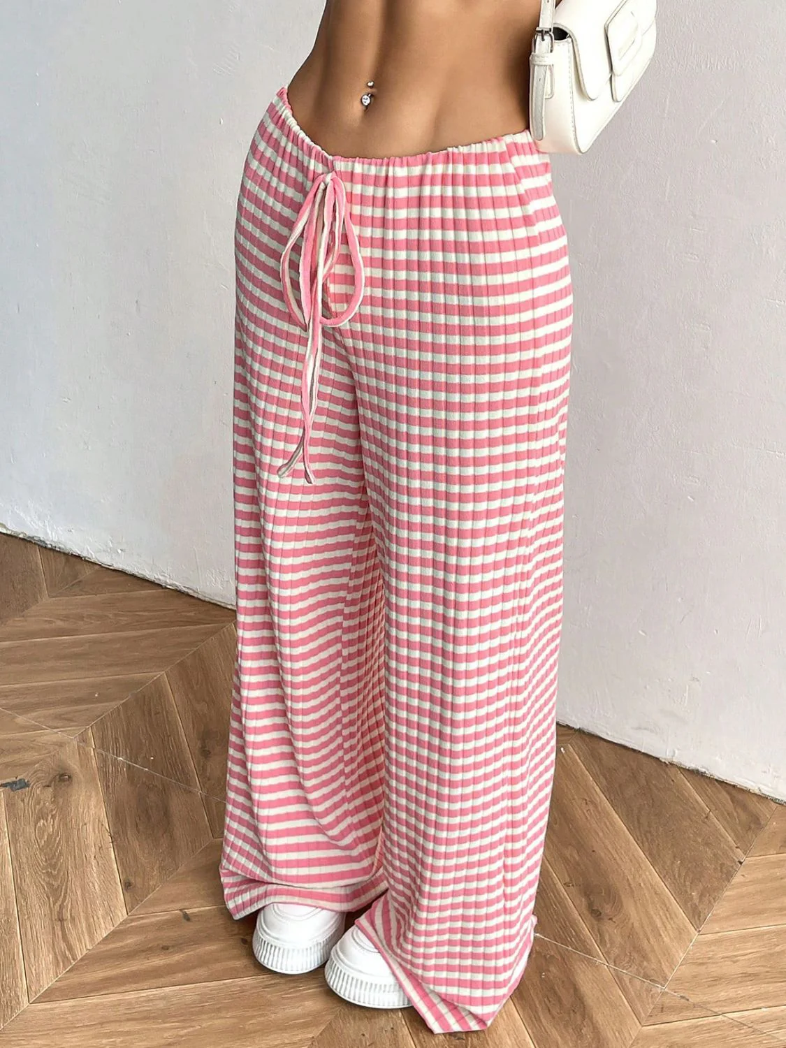 Tied Striped Wide Leg Pants - Image 3