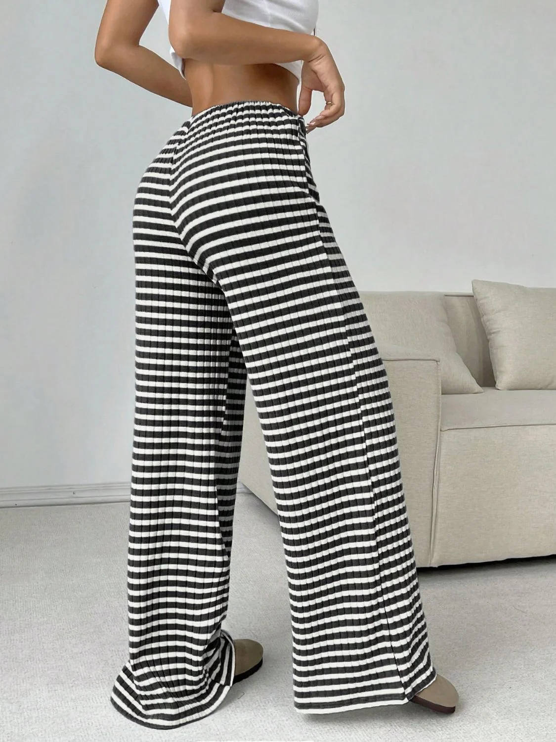 Tied Striped Wide Leg Pants - Image 9