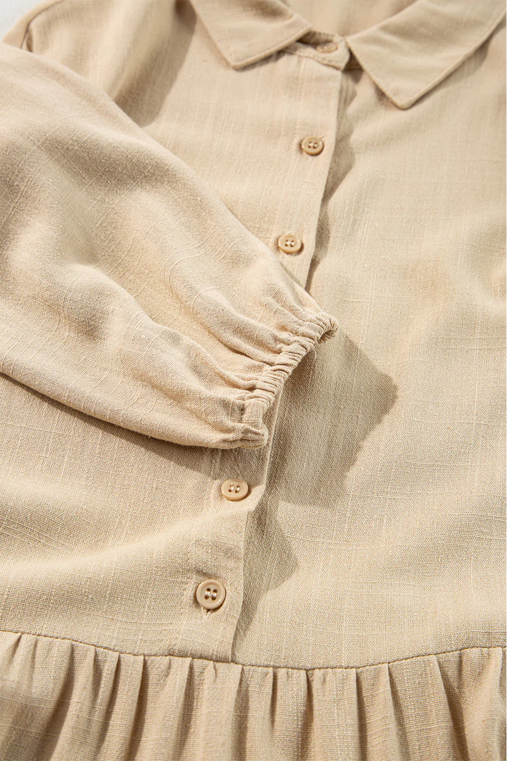 Tiered Collared Neck Balloon Sleeve Shirt Dress - Image 18