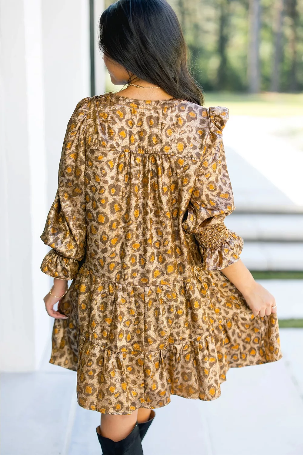 Tiered Leopard Print Mini Dress - Image 2