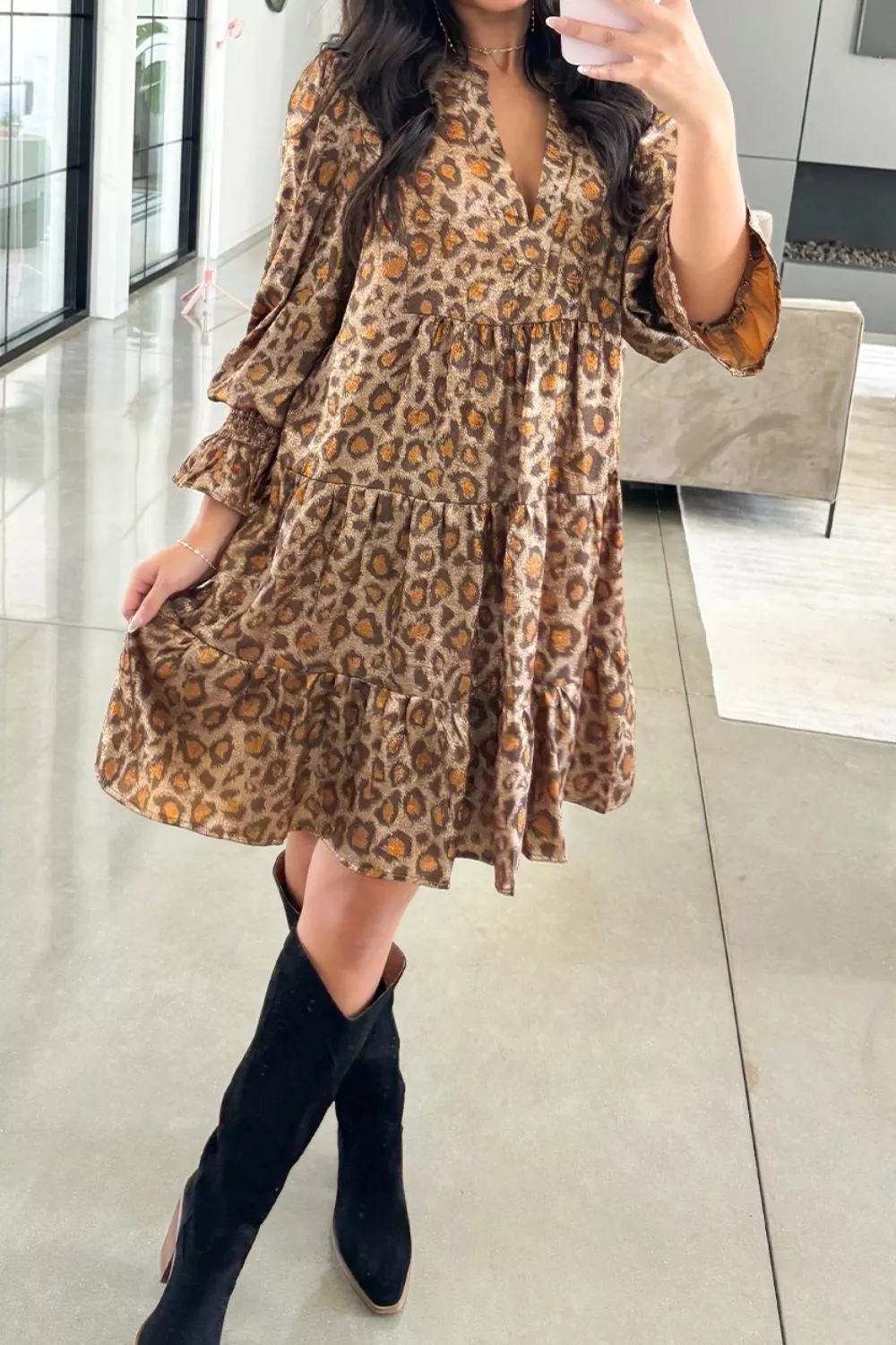 Tiered Leopard Print Mini Dress - Image 5