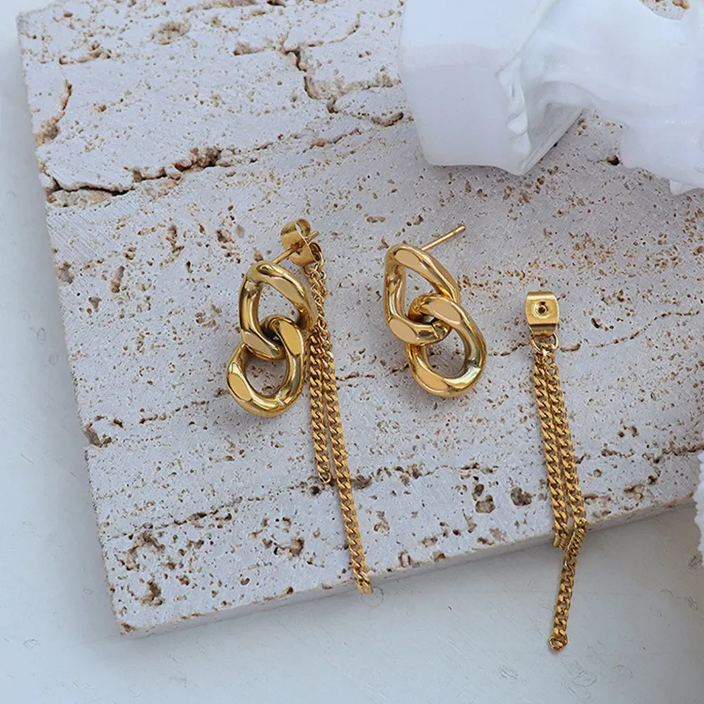 Titanium Steel Chain Shape Earrings - Image 2