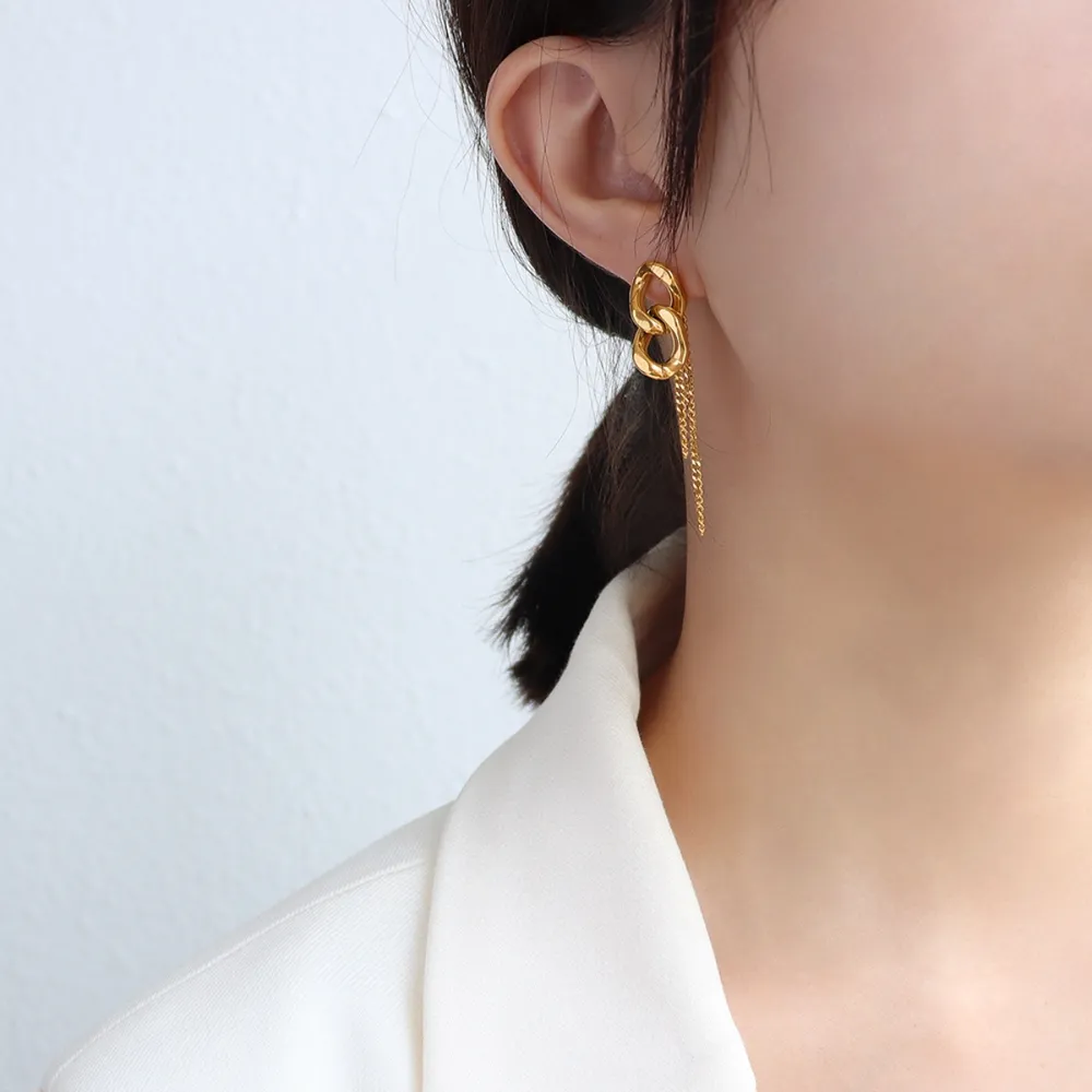 Titanium Steel Chain Shape Earrings - Image 4