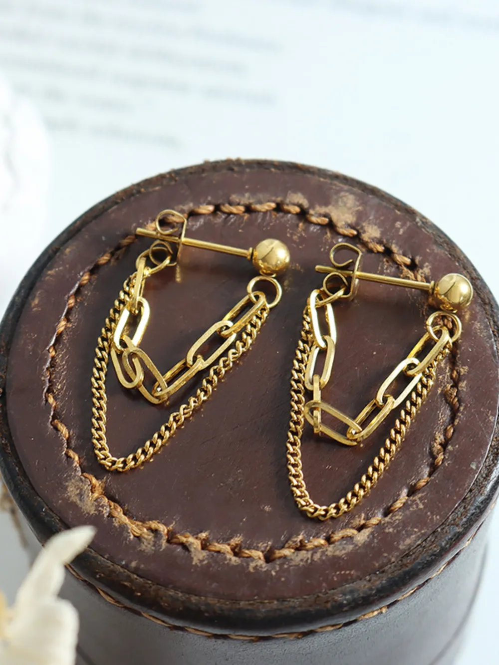 Titanium Steel Double Chain Earrings - Image 4