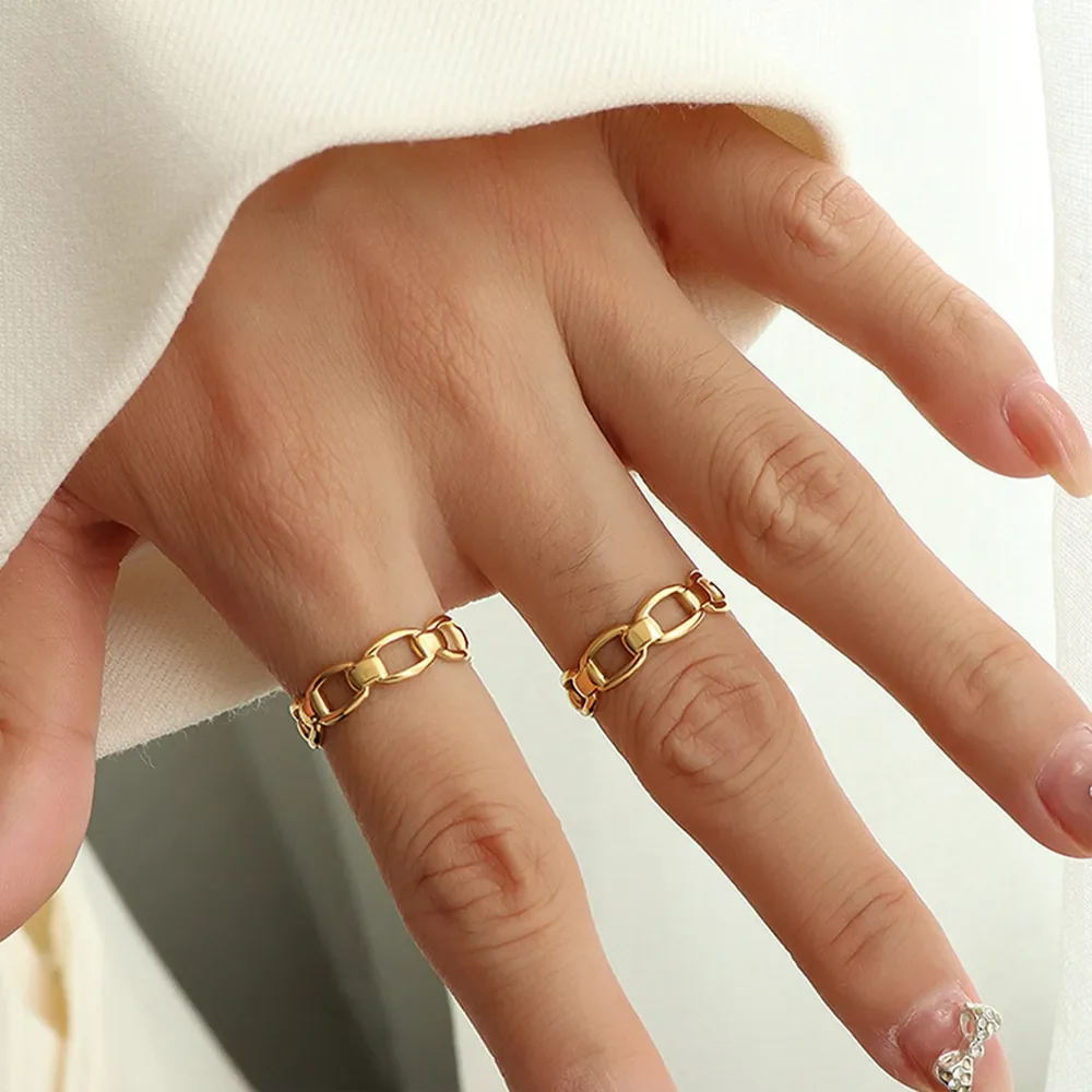 Titanium Steel Gold-Plated Adjustable Ring - Image 2
