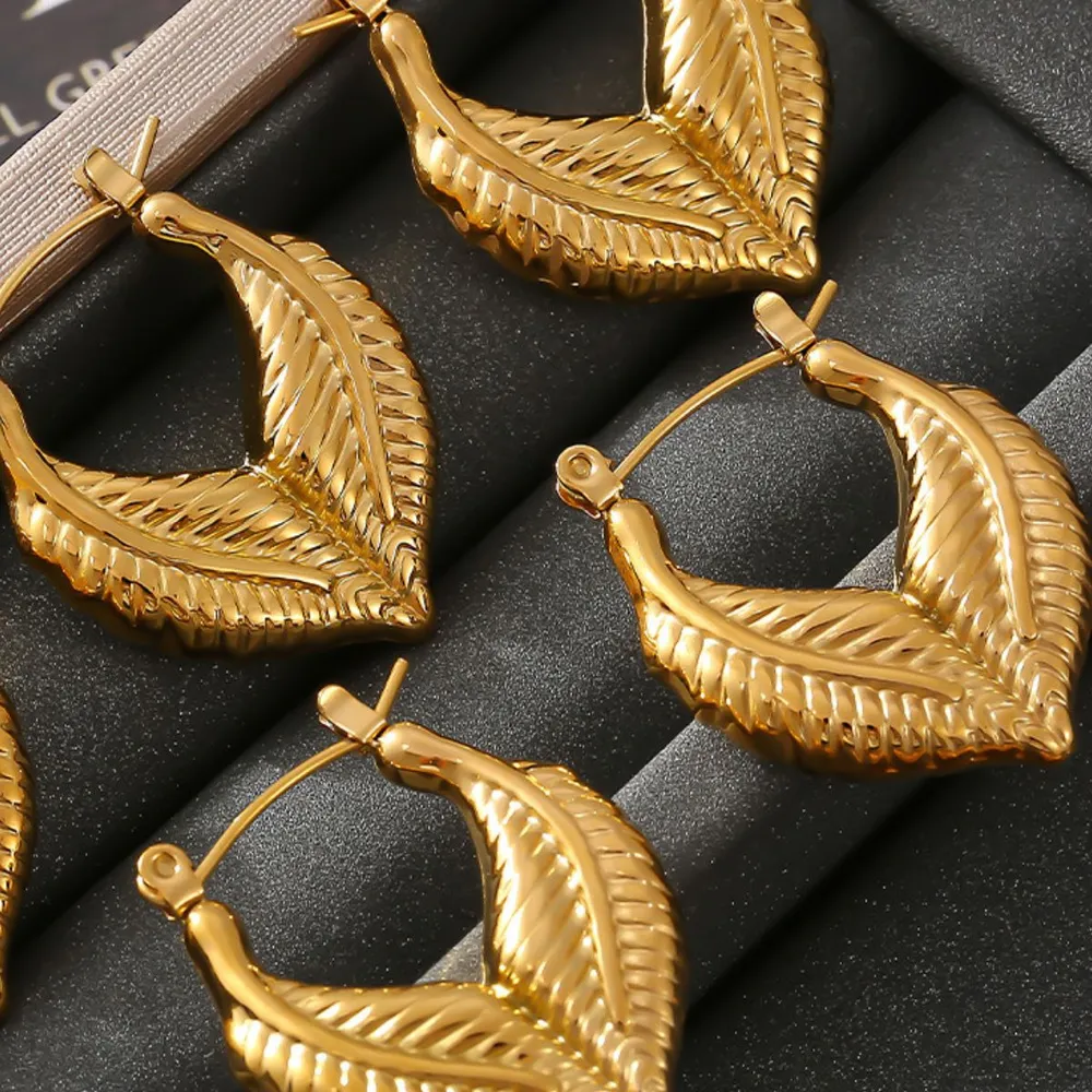 Titanium Steel Leaf Shape Earrings - Image 2