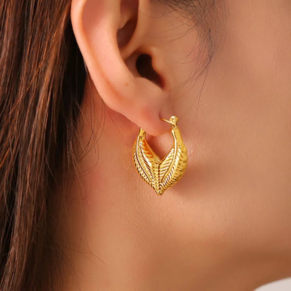 Titanium Steel Leaf Shape Earrings - Image 3