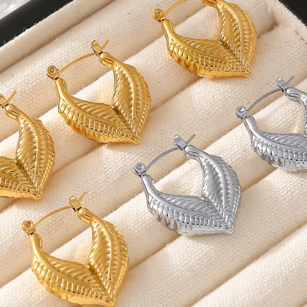 Titanium Steel Leaf Shape Earrings - Image 4