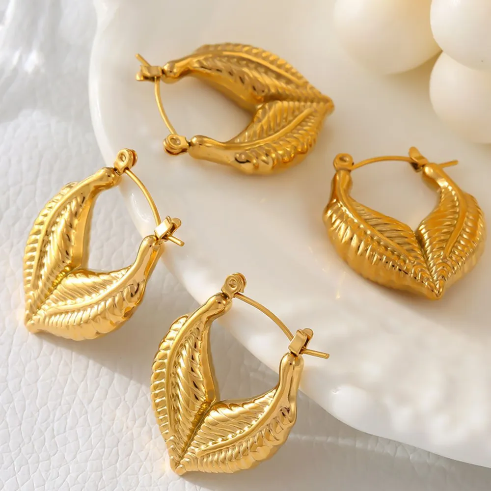 Titanium Steel Leaf Shape Earrings - Image 5