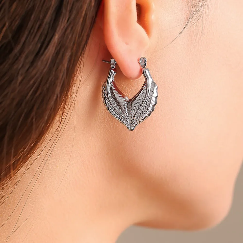 Titanium Steel Leaf Shape Earrings - Image 7