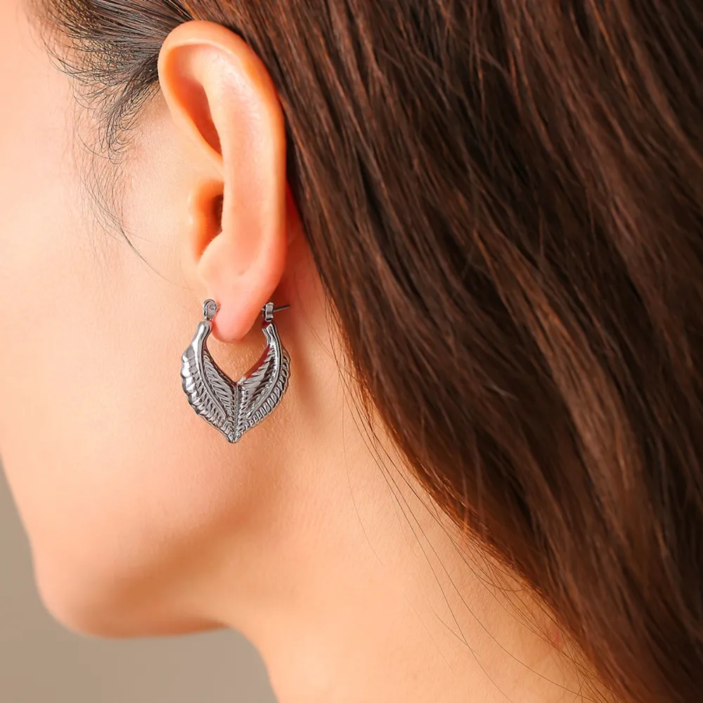 Titanium Steel Leaf Shape Earrings - Image 8