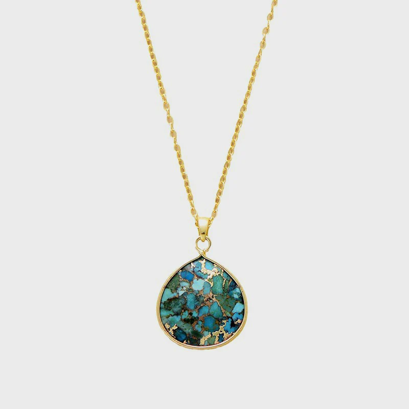 Turquoise Chain Pendant Necklace - Image 4