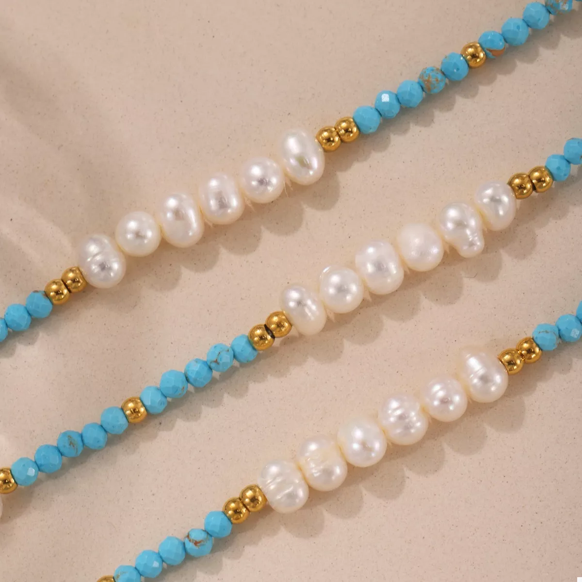 Turquoise Pearl Beaded Necklace - Image 5