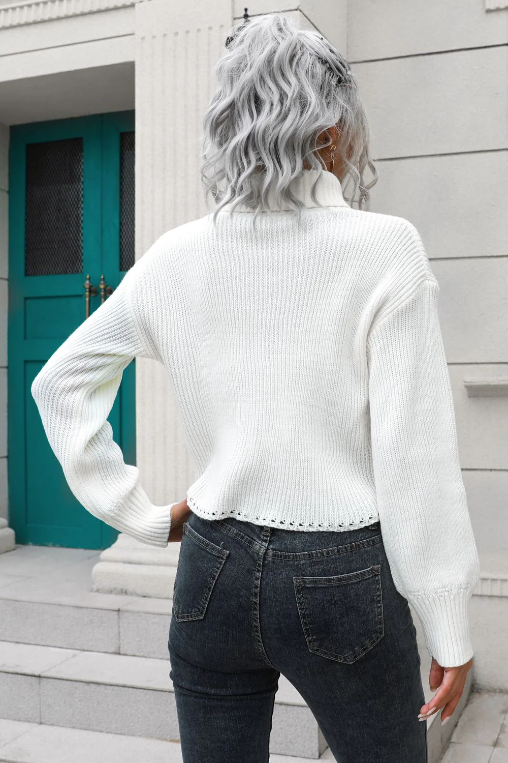 Turtleneck Dropped Shoulder Sweater - Image 2