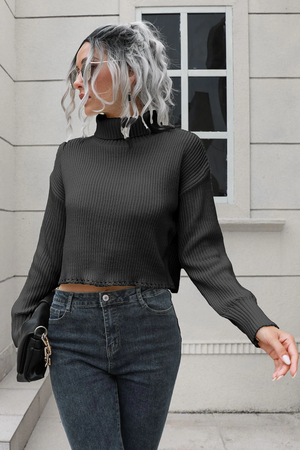 Turtleneck Dropped Shoulder Sweater - Image 5
