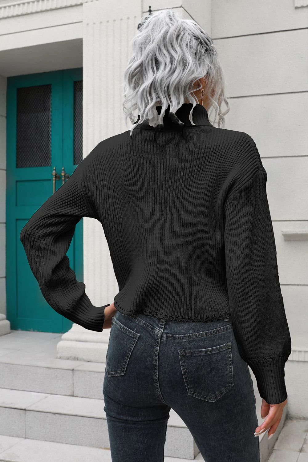 Turtleneck Dropped Shoulder Sweater - Image 6