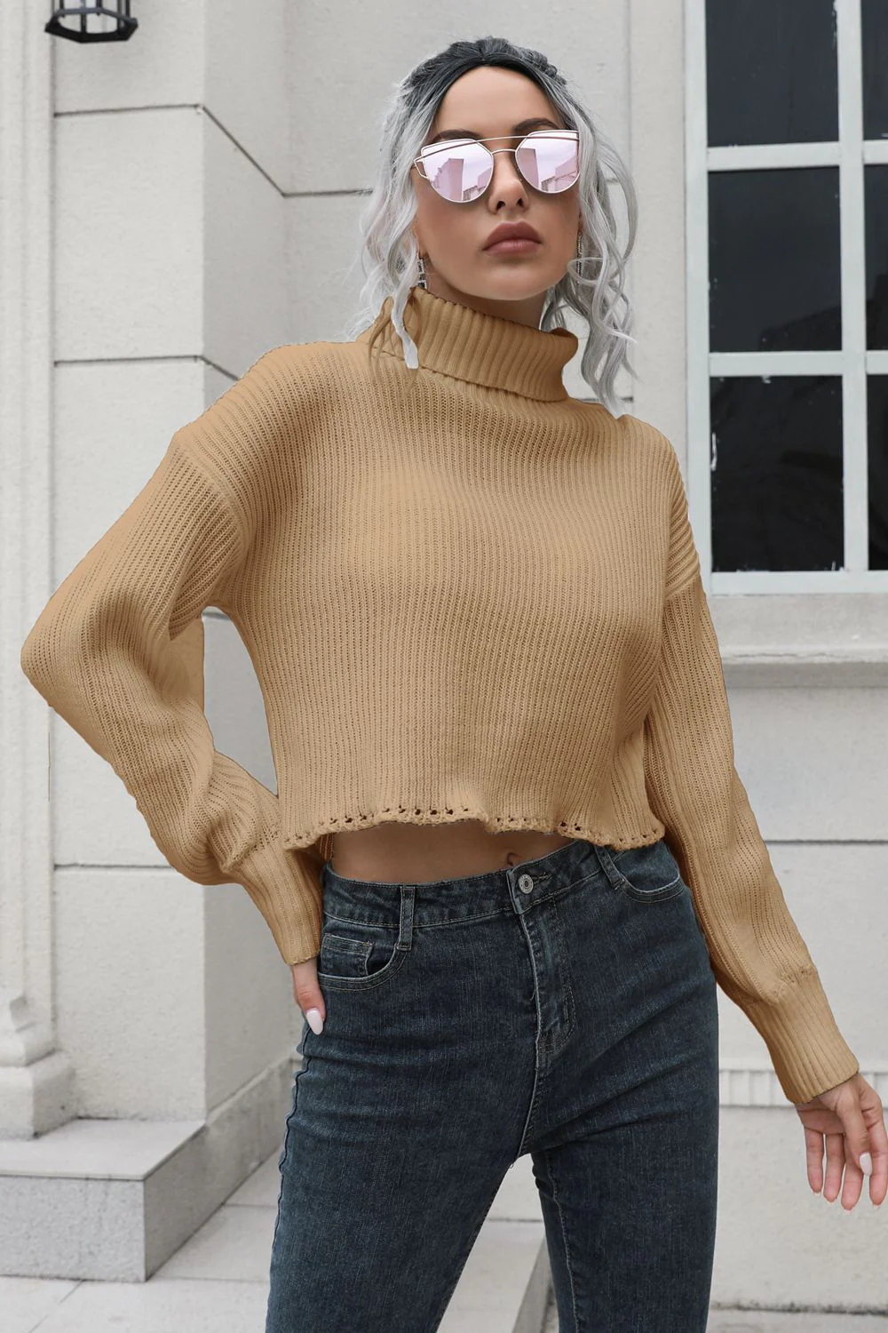 Turtleneck Dropped Shoulder Sweater - Image 7
