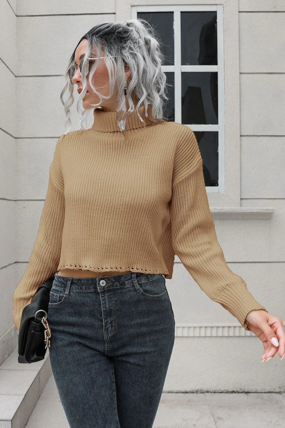 Turtleneck Dropped Shoulder Sweater - Image 8