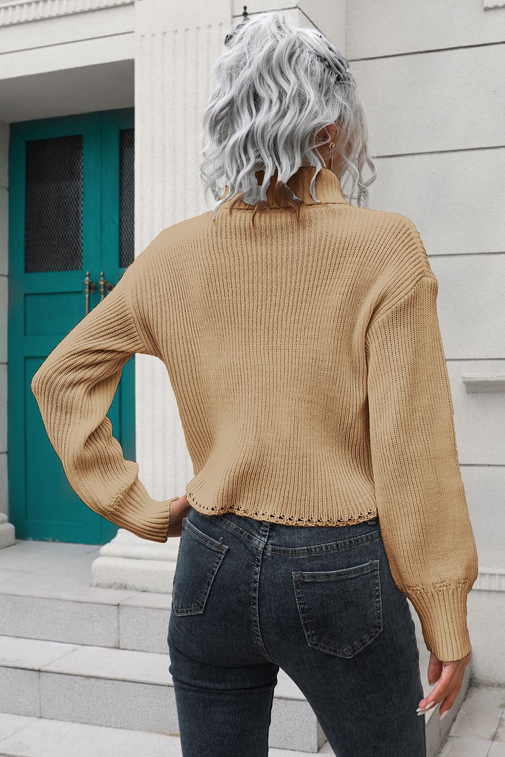 Turtleneck Dropped Shoulder Sweater - Image 9