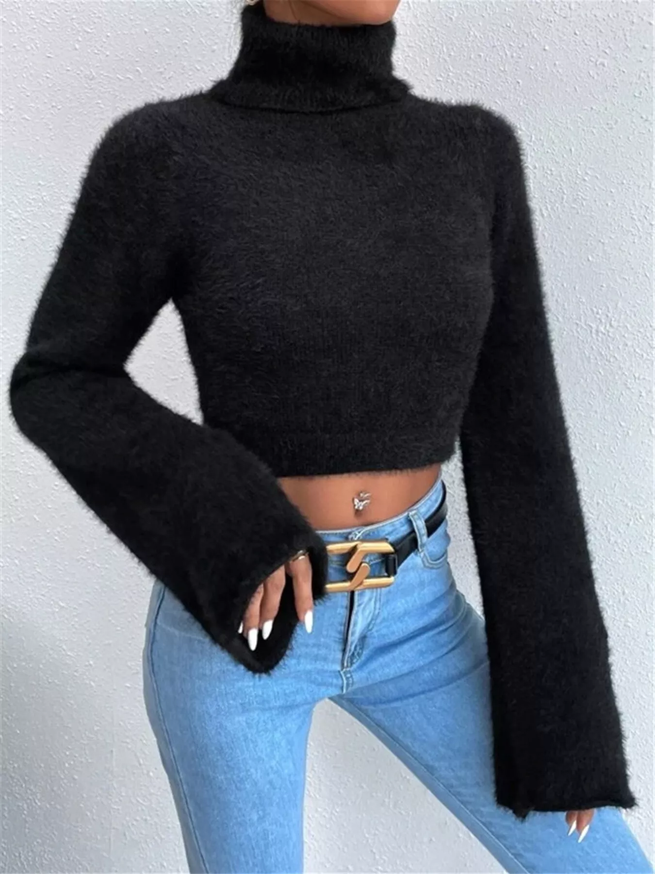 Turtleneck Flare Sleeve Sweater - Image 11