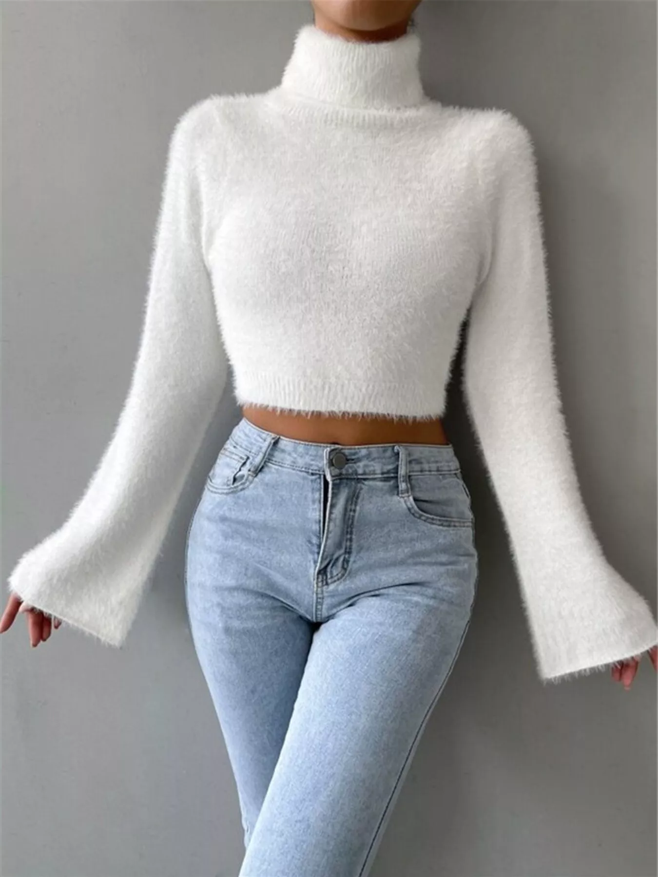 Turtleneck Flare Sleeve Sweater - Image 2