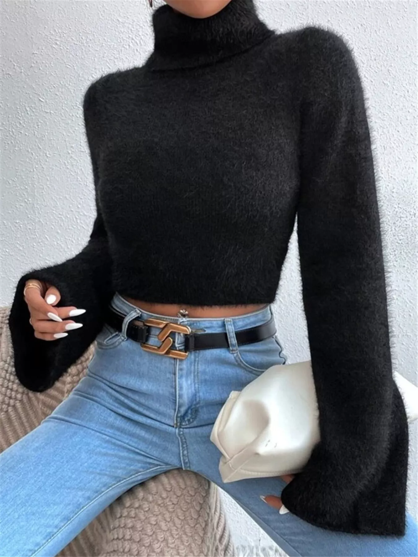 Turtleneck Flare Sleeve Sweater - Image 8