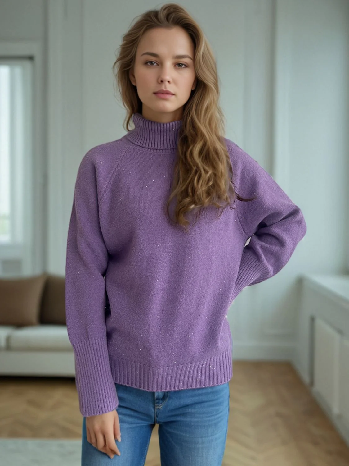 Turtleneck Raglan Sleeve Sweater - Image 11