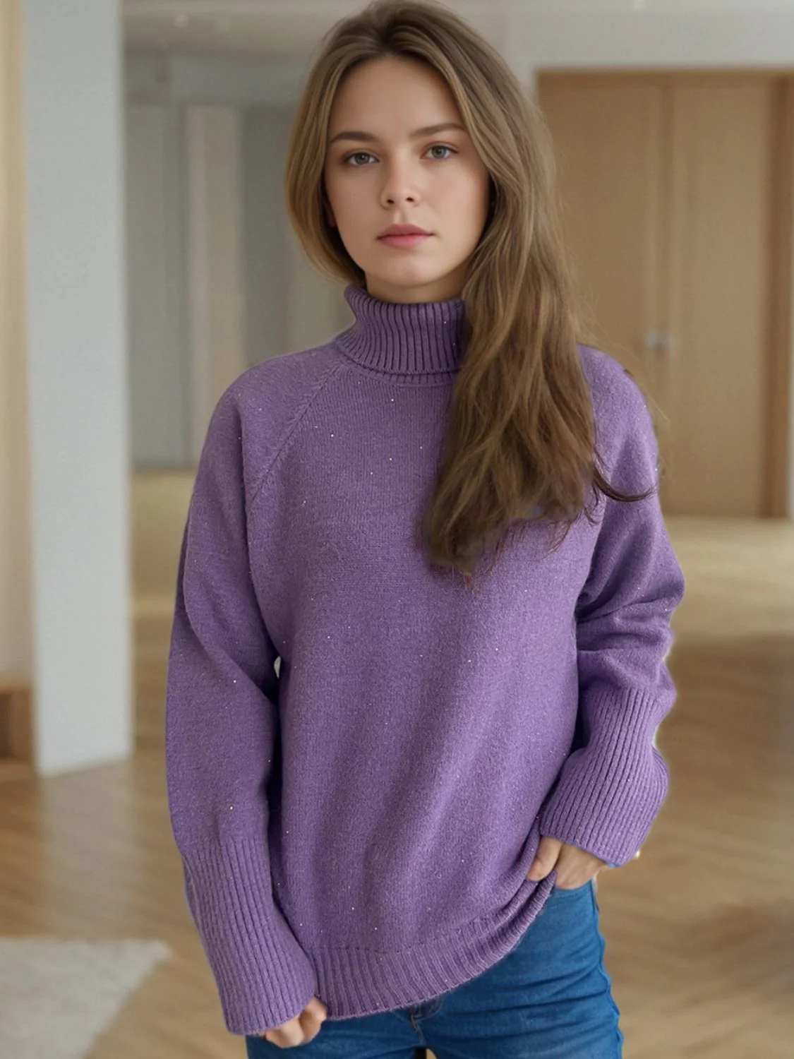 Turtleneck Raglan Sleeve Sweater - Image 12