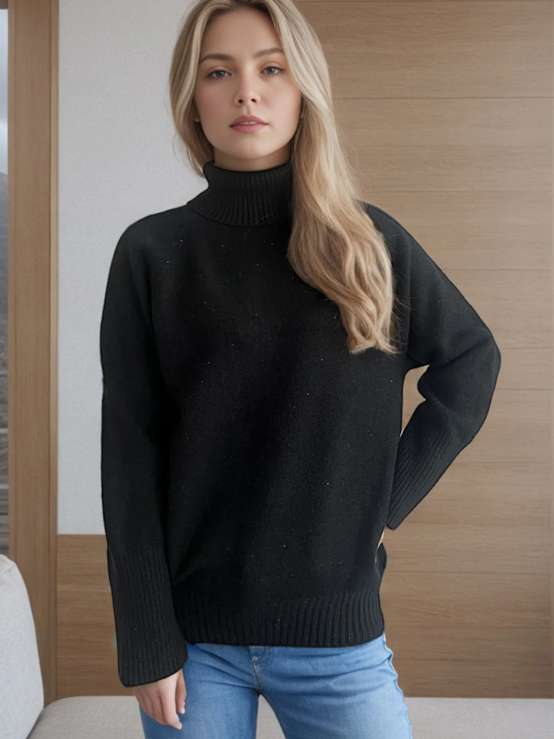 Turtleneck Raglan Sleeve Sweater - Image 14