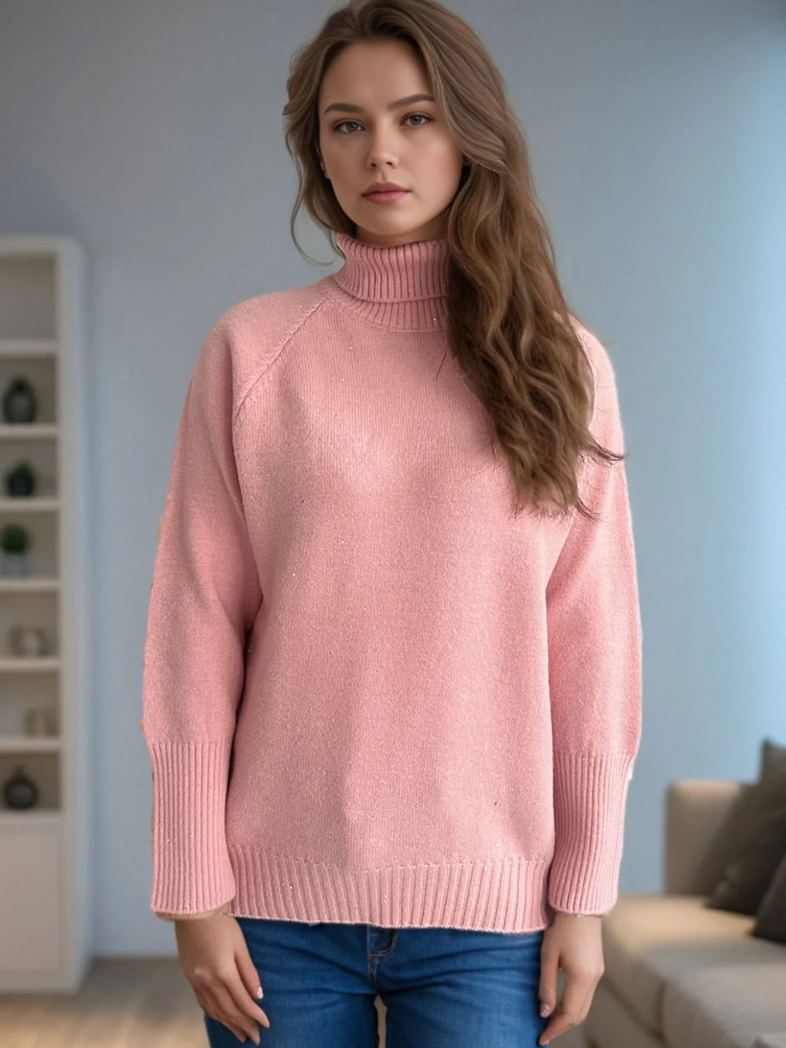 Turtleneck Raglan Sleeve Sweater - Image 19