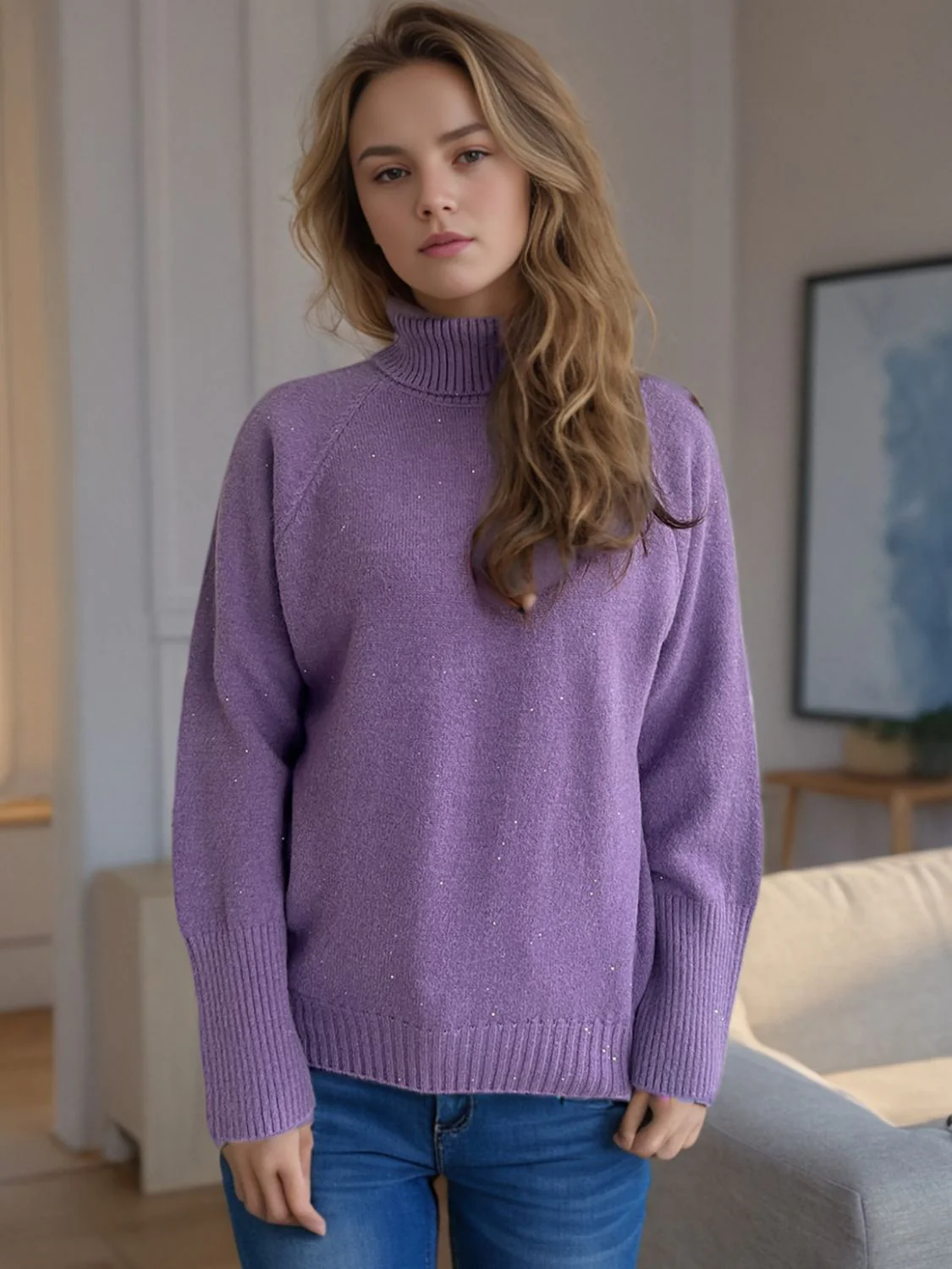 Turtleneck Raglan Sleeve Sweater - Image 9