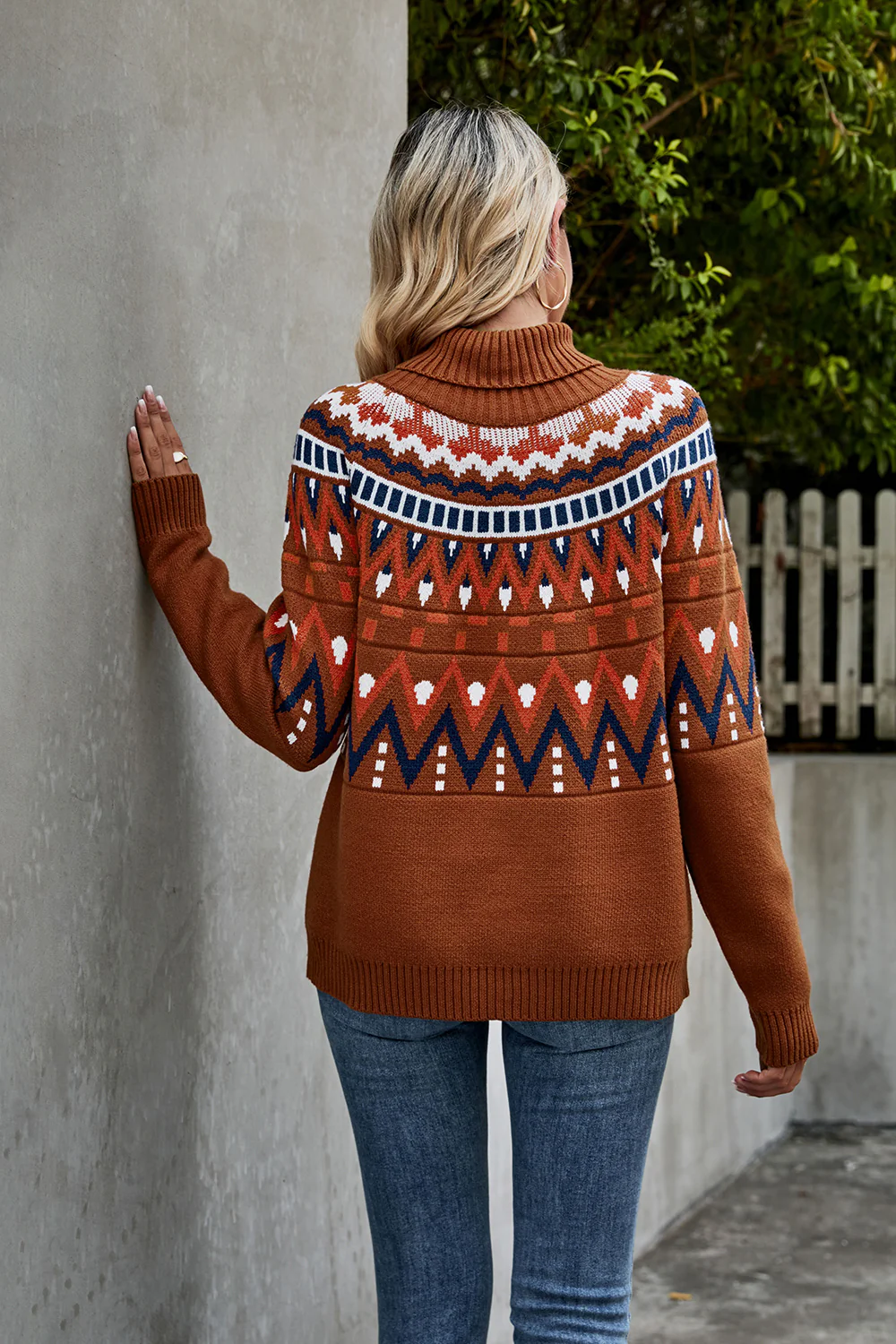 Turtleneck Ribbed Trim Sweater - Image 12