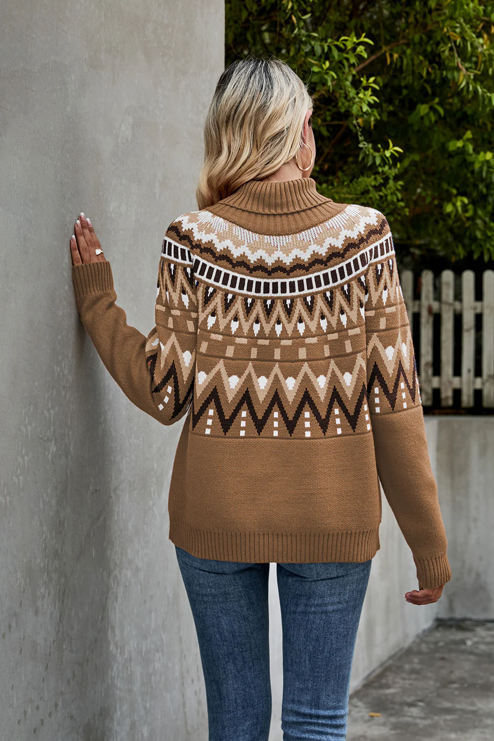 Turtleneck Ribbed Trim Sweater - Image 5