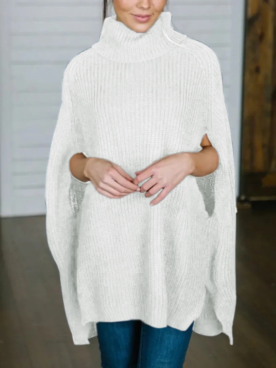 Turtleneck Slit Sweater - Image 10