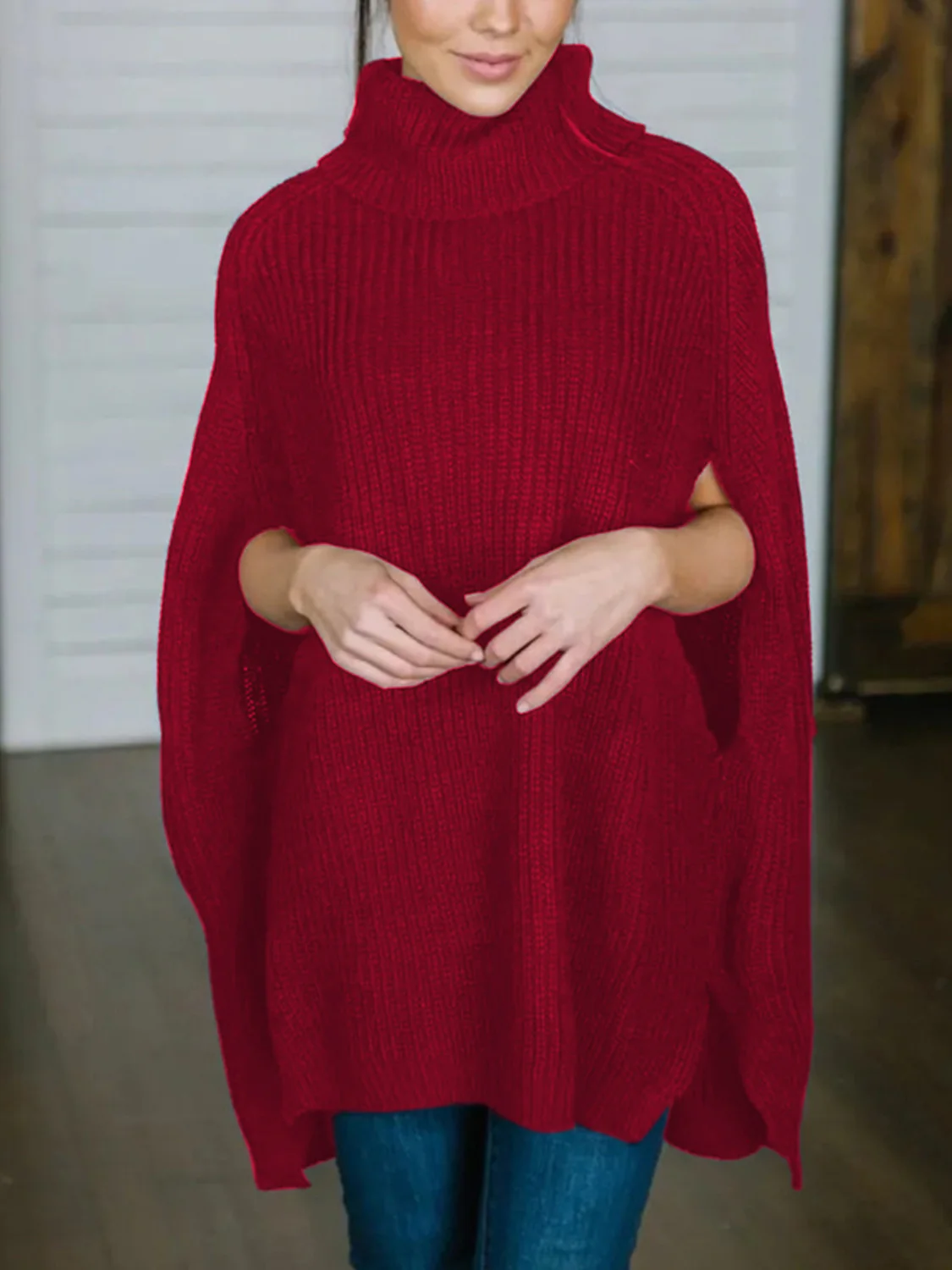 Turtleneck Slit Sweater - Image 4