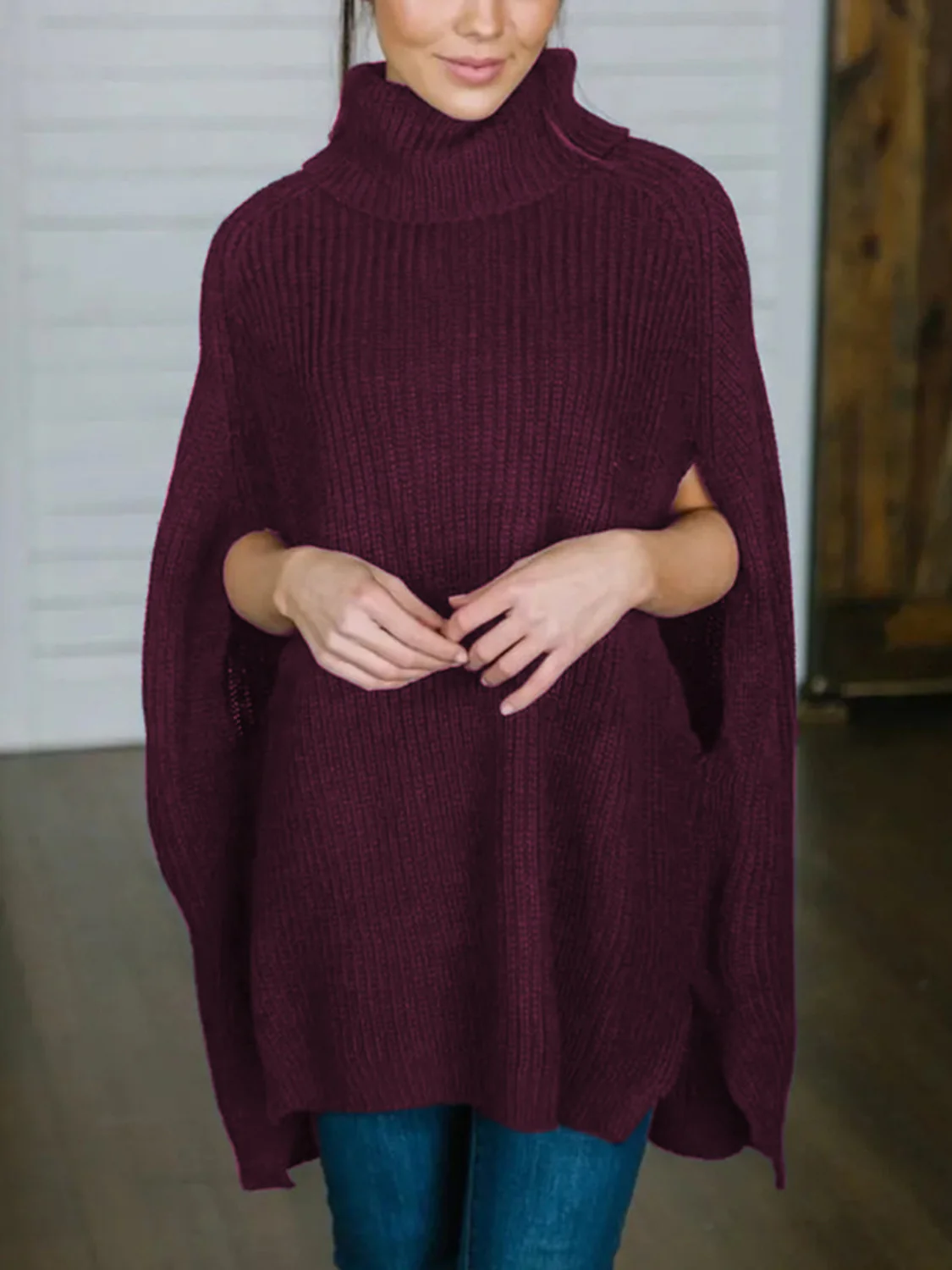 Turtleneck Slit Sweater - Image 7