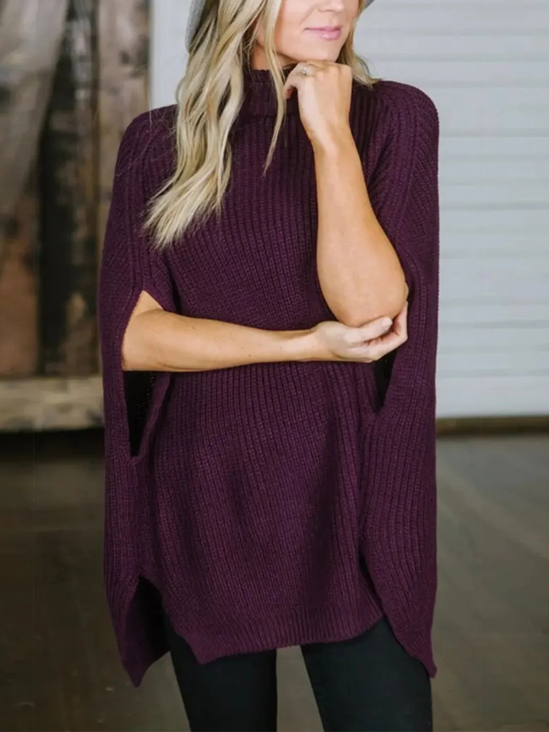 Turtleneck Slit Sweater - Image 8