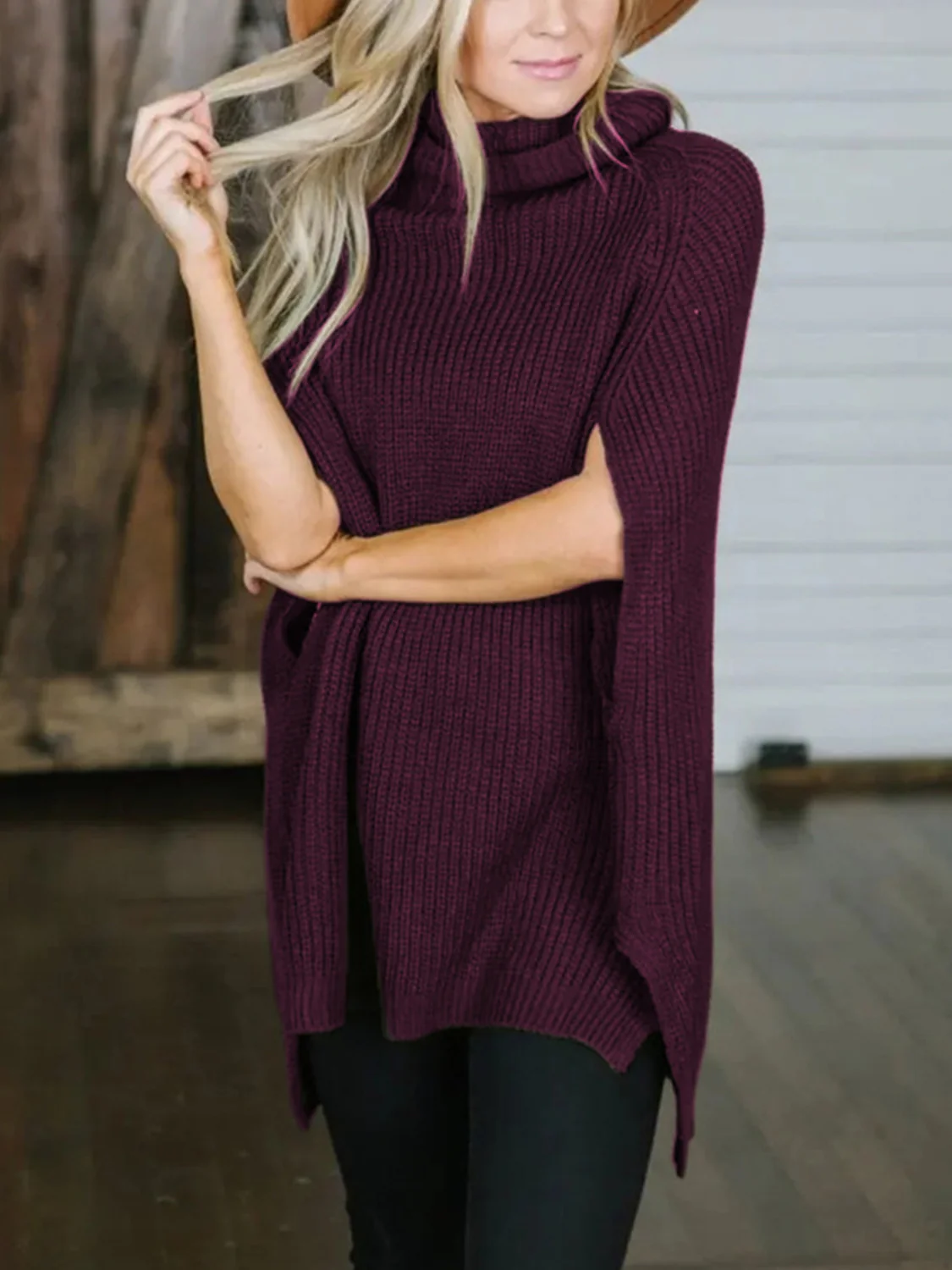 Turtleneck Slit Sweater - Image 9