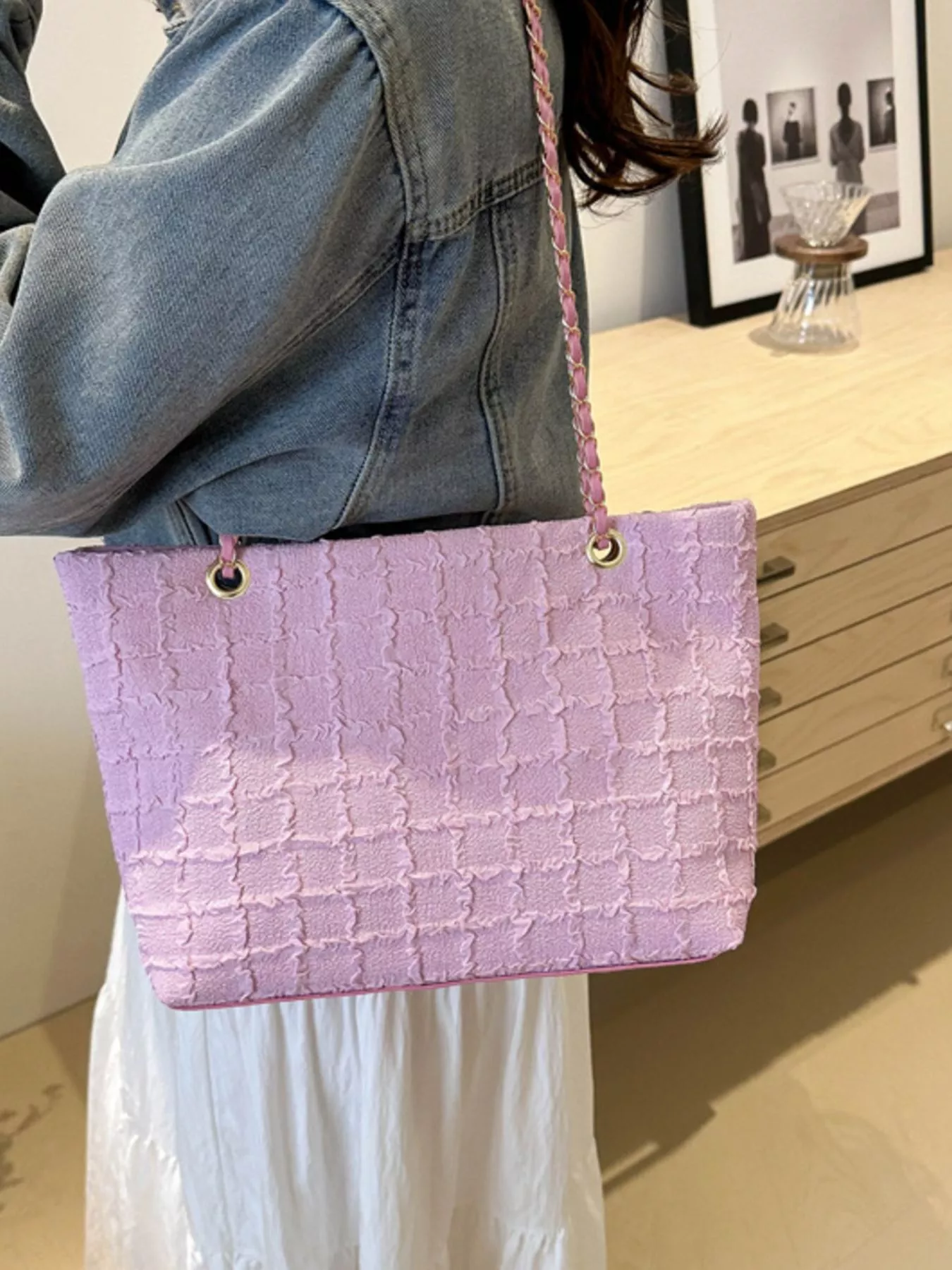 Tweed Chain Shoulder Bag - Image 10