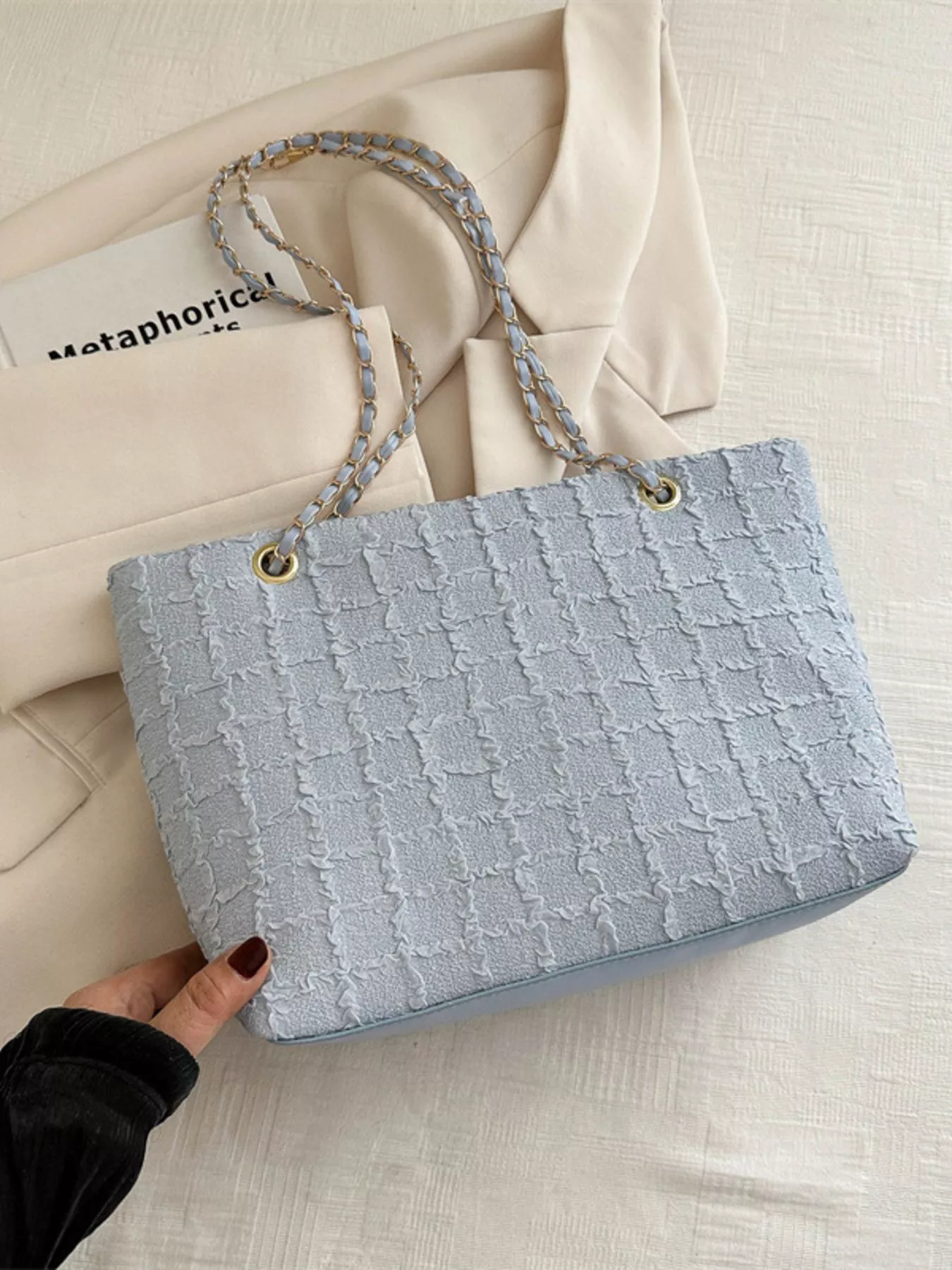 Tweed Chain Shoulder Bag - Image 3