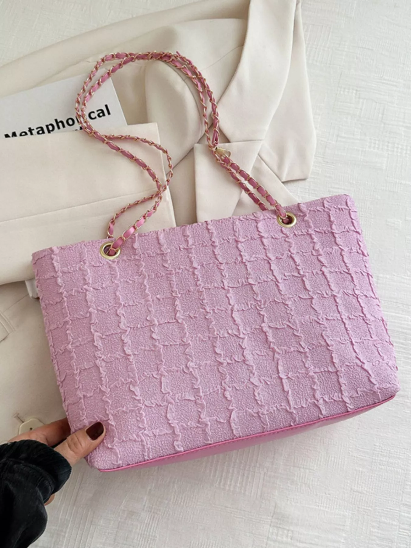 Tweed Chain Shoulder Bag - Image 8