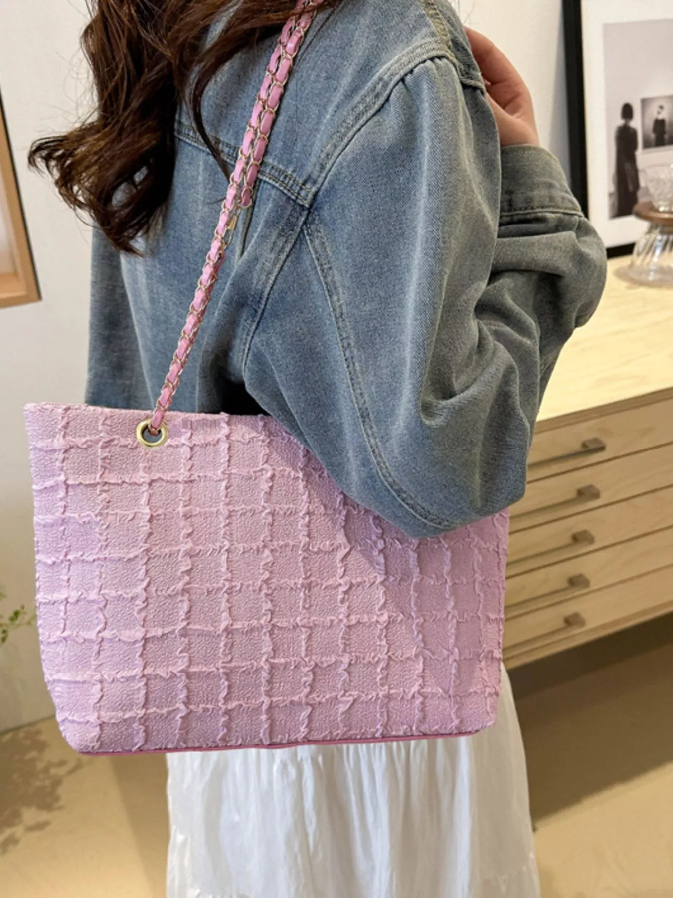 Tweed Chain Shoulder Bag - Image 9