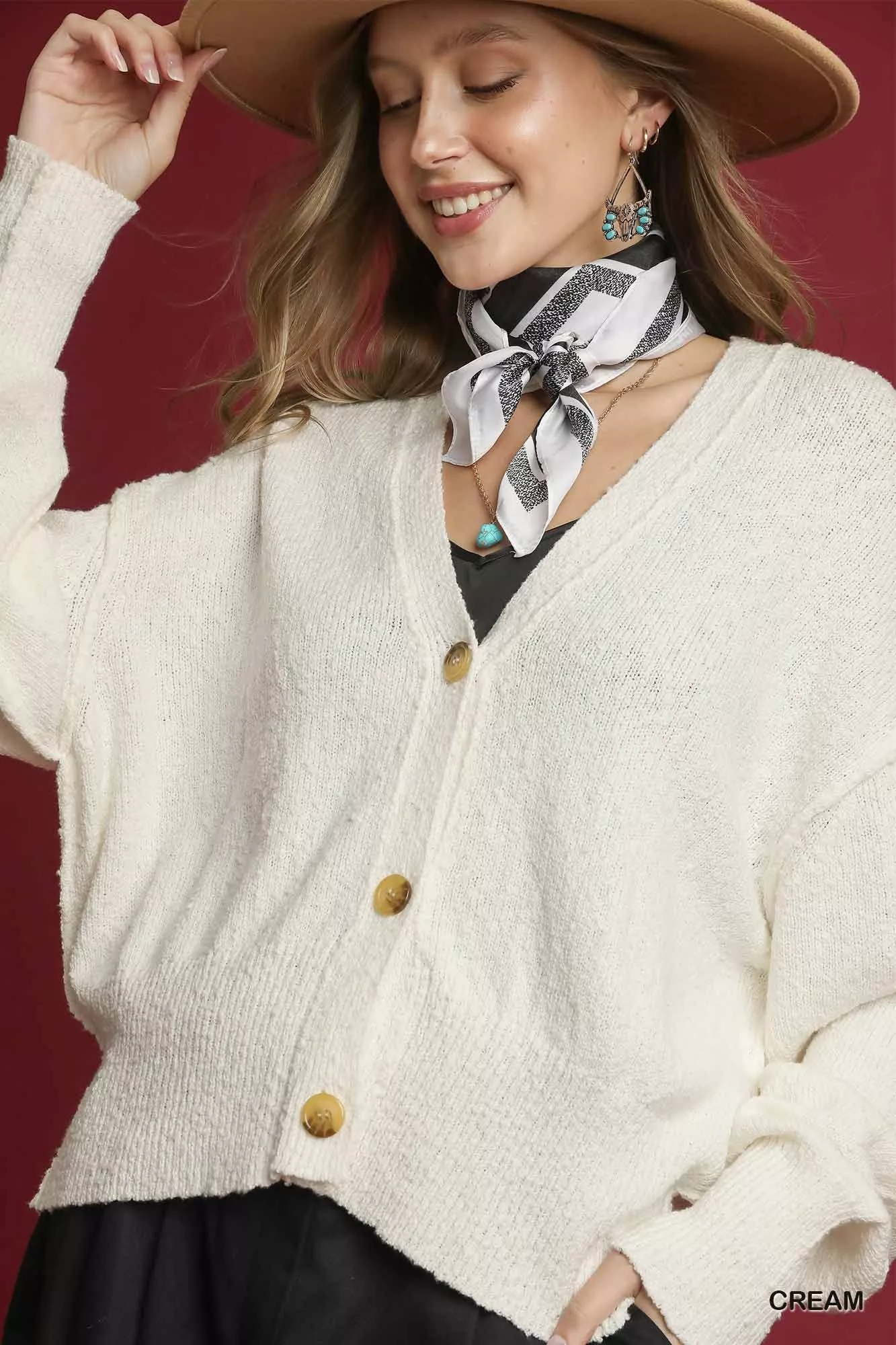 Umgee Button-Front V-Neck Knit Cardigan - Image 6