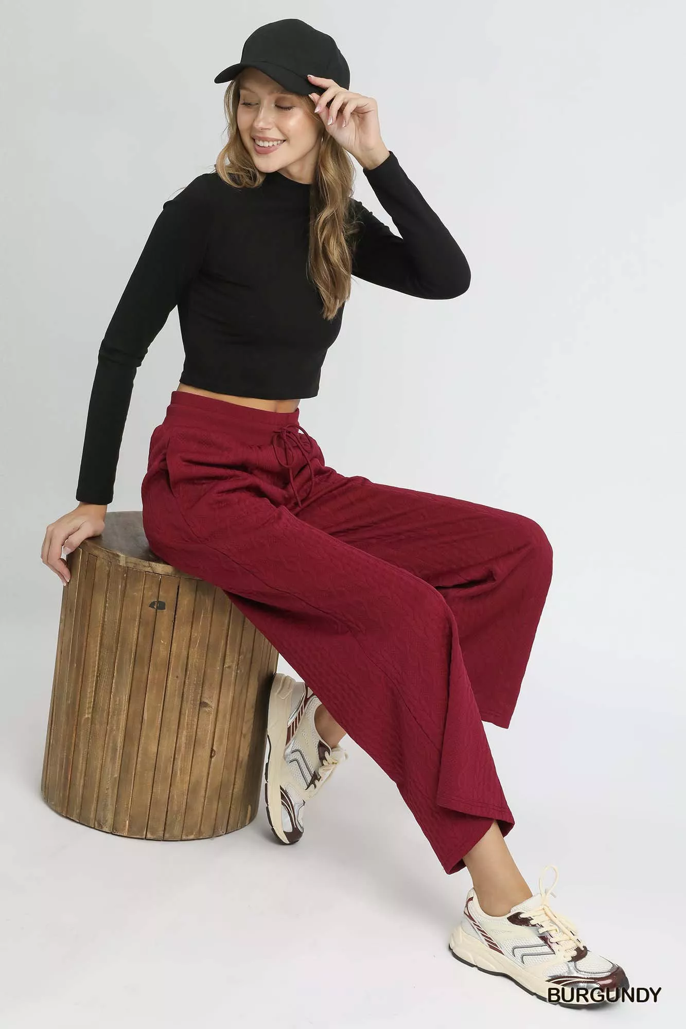 Umgee Cable Knit Textured Wide Leg Pants - Image 4