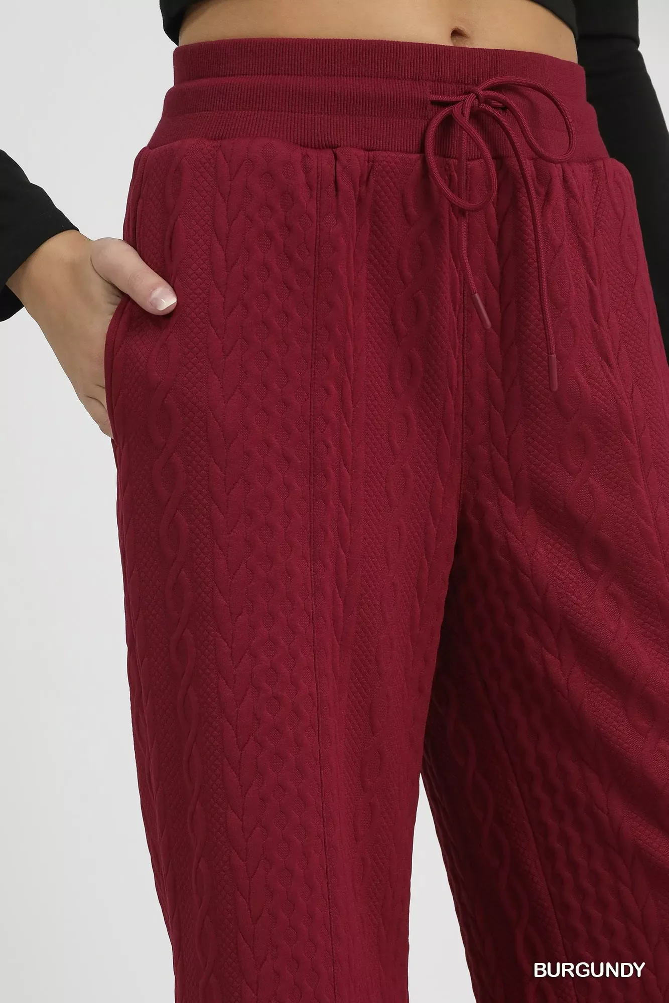 Umgee Cable Knit Textured Wide Leg Pants - Image 5