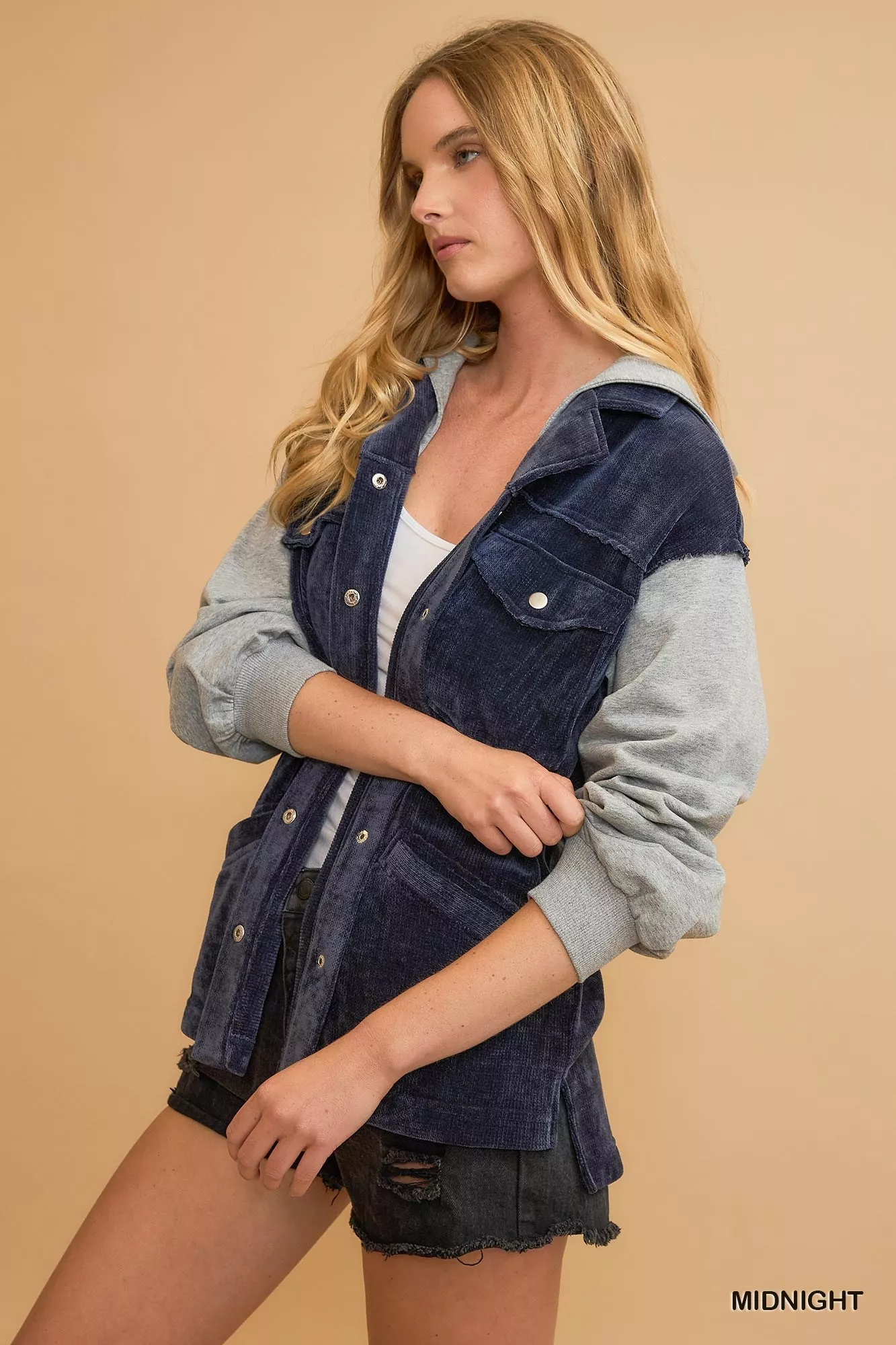 Umgee Contrast Hooded Chenille Jacket - Image 2