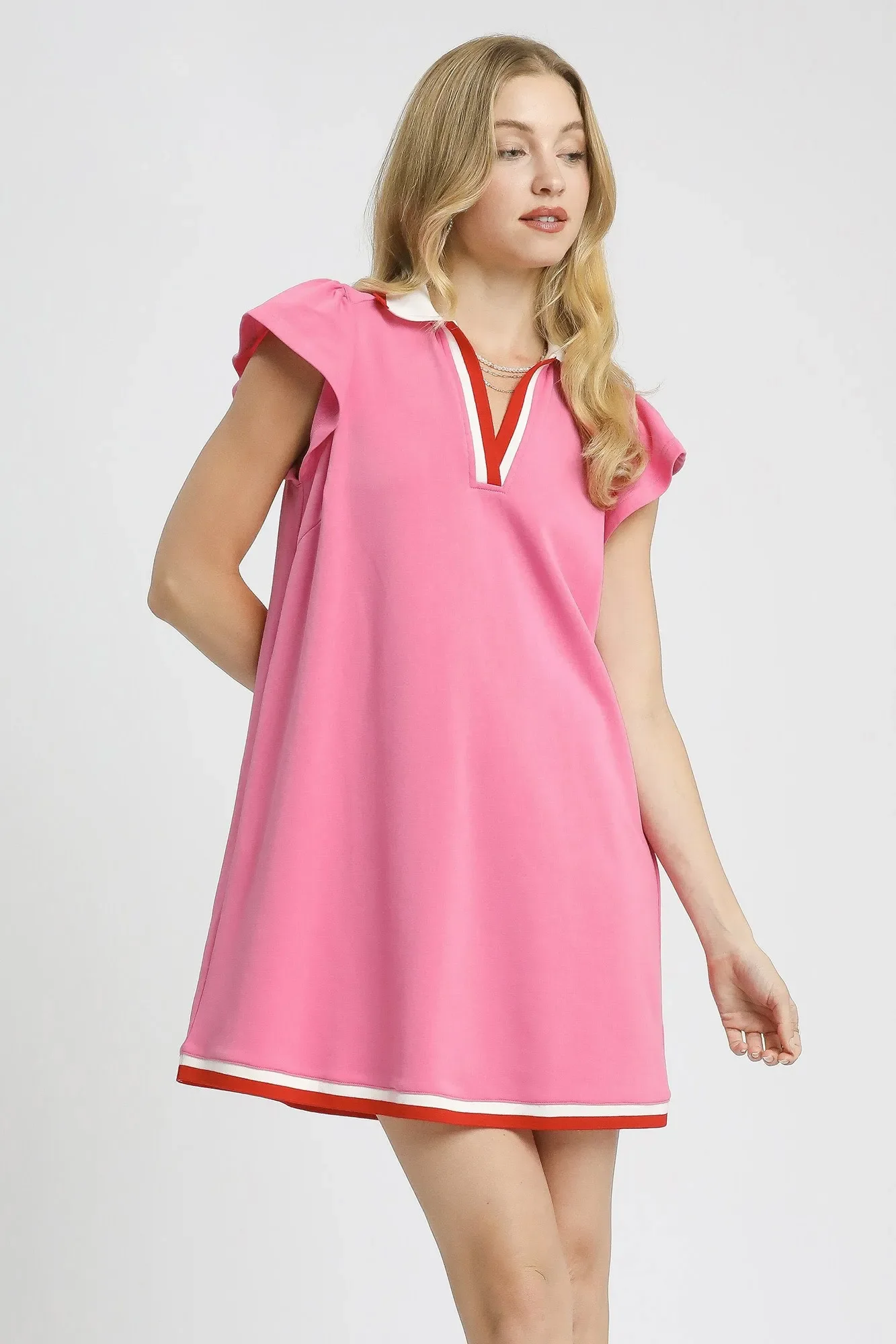 Umgee Contrast Trim Cap Sleeve Mini Dress - Image 2